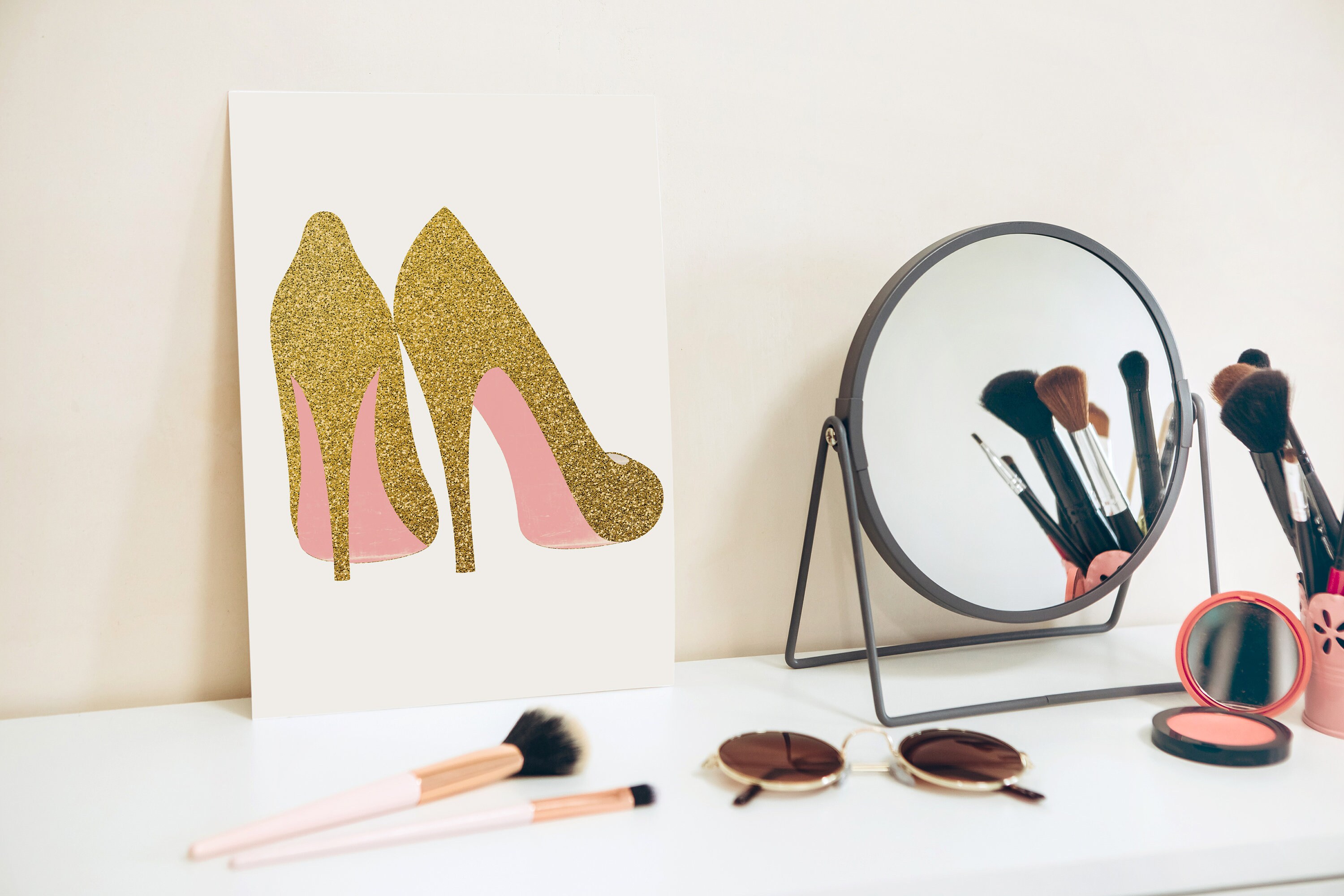 Gold Shoes Print Printable Wall Decor Art Poster Fashion | Etsy