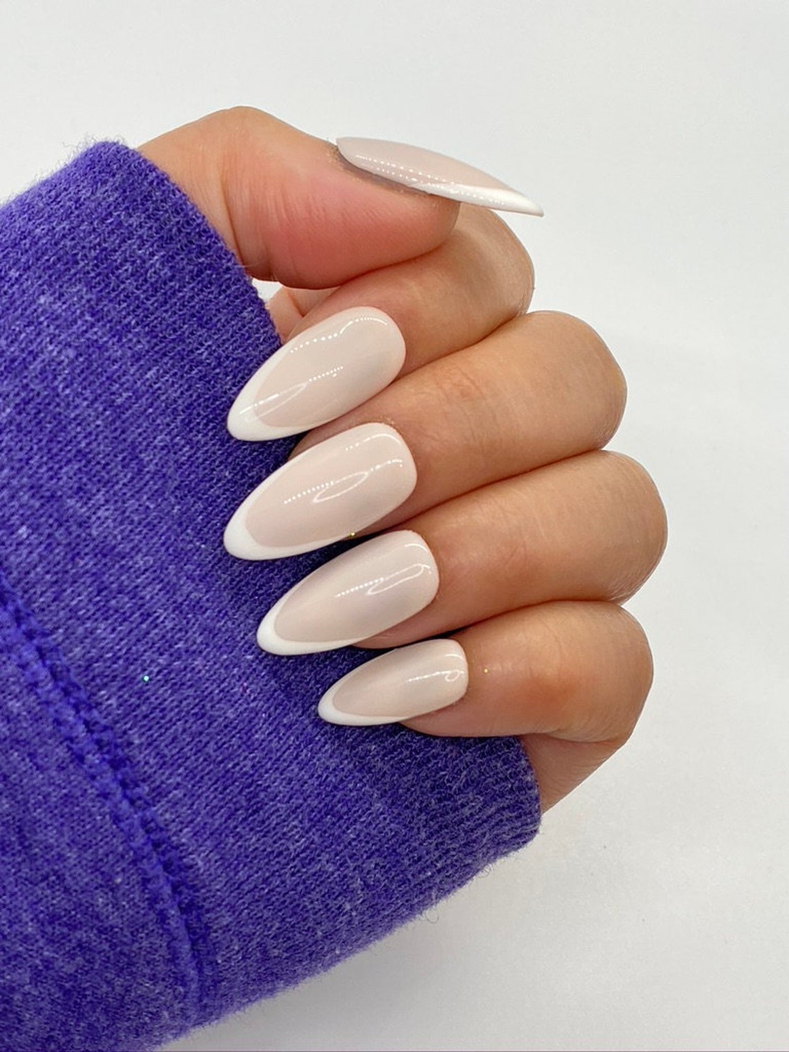 Skinny Almond French Vanilla Nails | Etsy