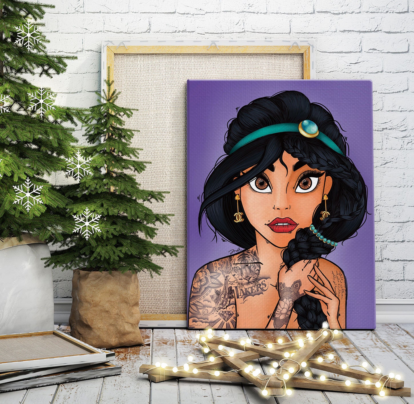 Princess Jasmine Wall Art / original drawings on canvas or Etsy