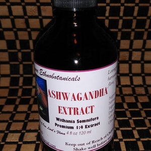 Premium ASHWAGANDHA EXTRACT 1:4  Withania Somnifera  Dropper Bottle