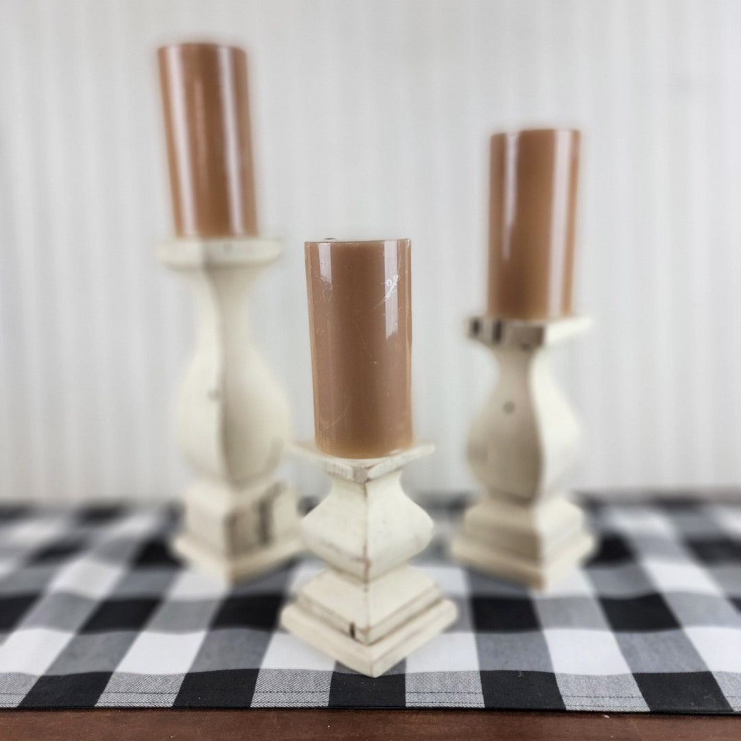 Set of 3 Rustic Candlesticks / Rustic Candlestick / Aged Etsy