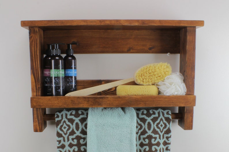 Farmhouse Bathroom Shelf with Towel Bar Ready to SHIP Etsy