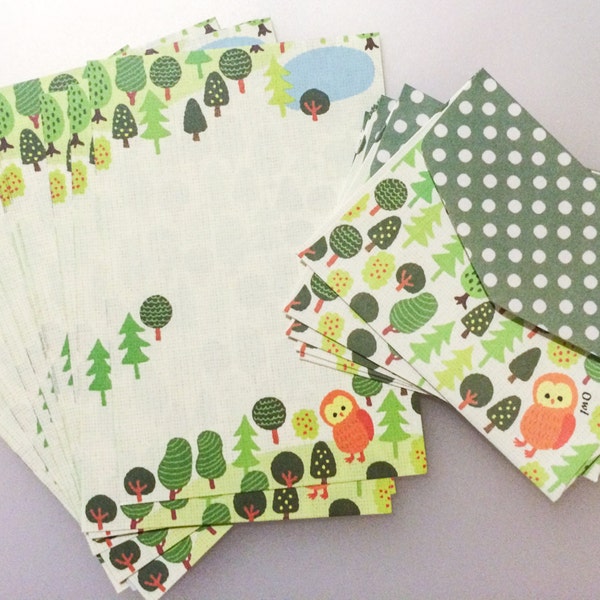 Mini Letter Set - Owl - Japanese Stationery