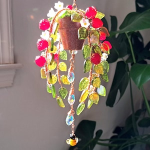 Erdbeer Pflanze Suncatcher: Kristall & Böhmisches Glas Dekor