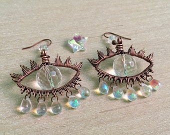 Quartz Eye Earrings, Quartz Crystal Earrings