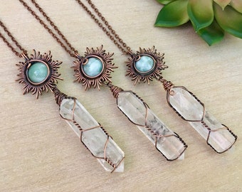 Moonstone Necklace, Quartz Necklace, Crystal Necklace