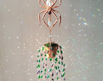 The Original Spider Forever Succulent, Beaded Plant Suncatcher, Crystal Plant Decor