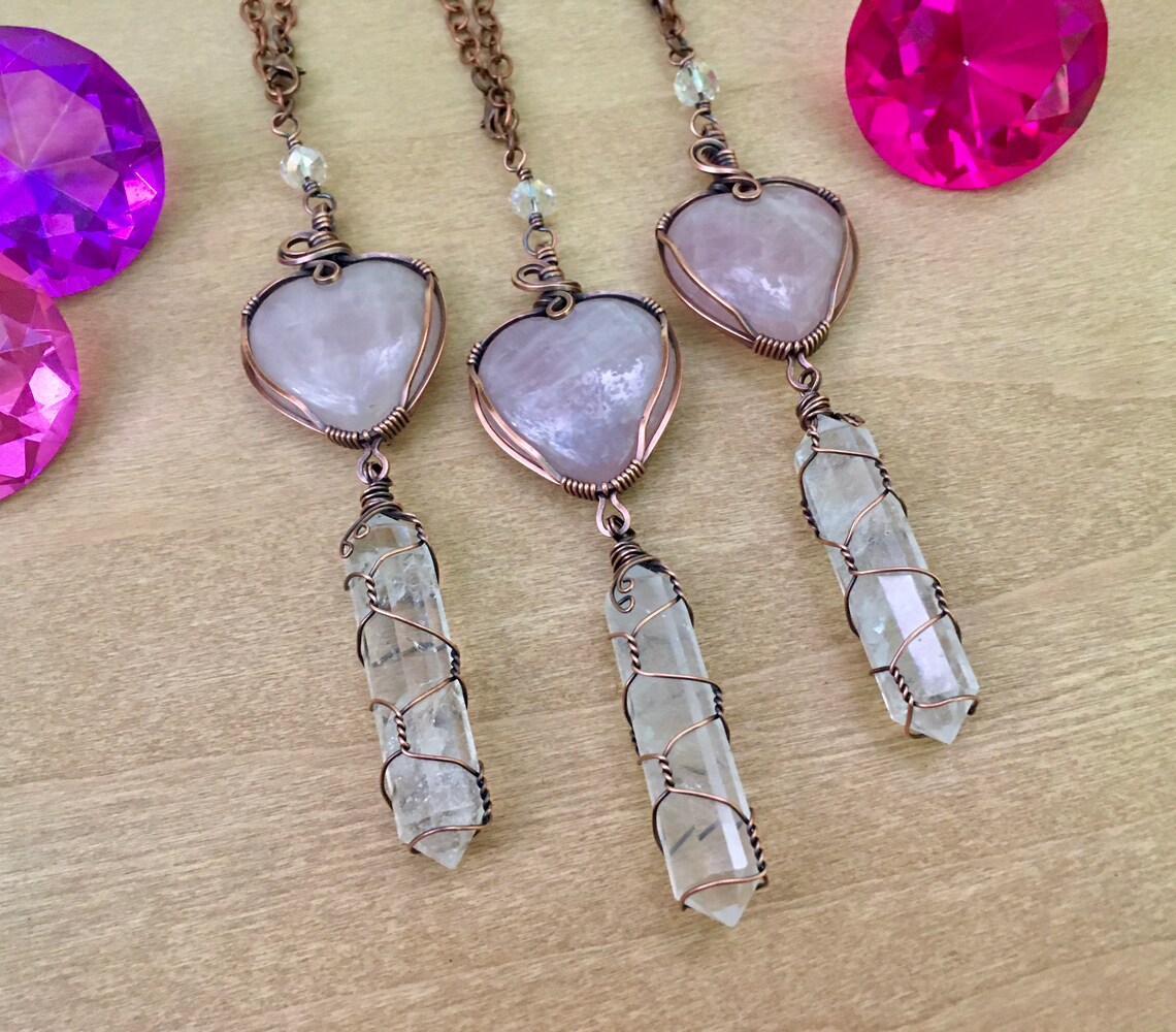 Rose Quartz Crystal Car Charm Rear View Mirror Charm Car Etsy