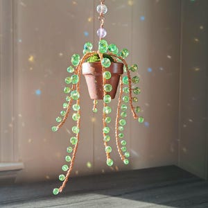 The Original Forever Succulent String of Beads Suncatcher: Perlen Sukkulente, Kristall & Amethyst Dekor