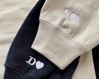 Custom Embroidered Initial Heart Sweatshirt | Couple's Crewneck Sweatshirt