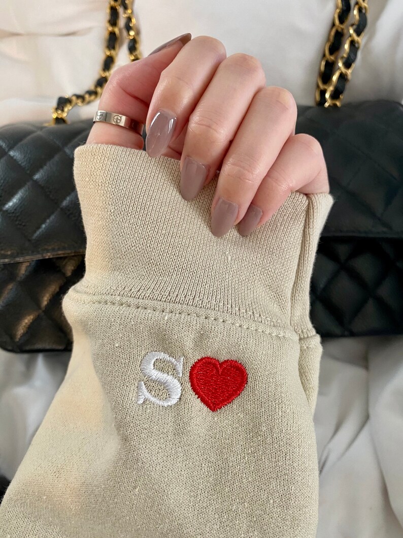 Hoodie Custom Embroidered Initial Heart Couple's Etsy