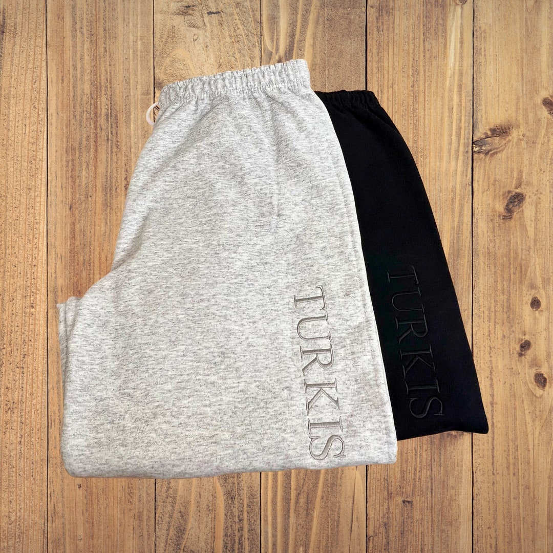 Custom Text Embroidered Sweatpants Etsy