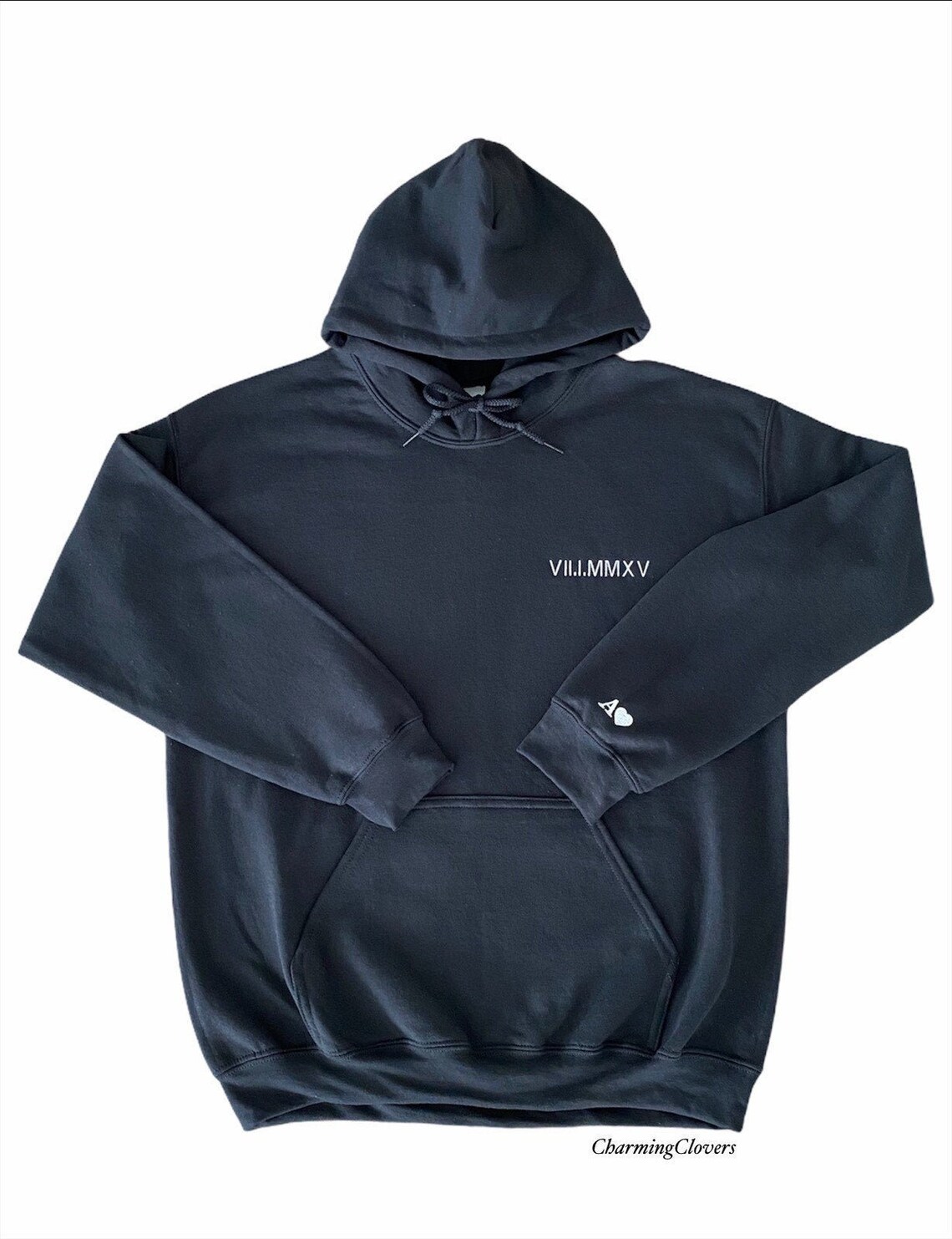 Hoodie Custom Embroidered Roman Numeral Date Initials on Etsy