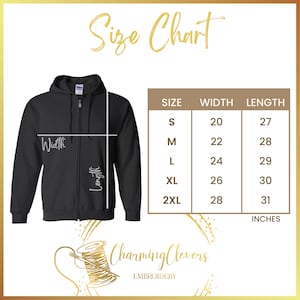 Full-Zip Hoodie Custom Embroidered Roman Numeral Date Initials on Sleeves Couple's Full-Zip Hoodie image 6