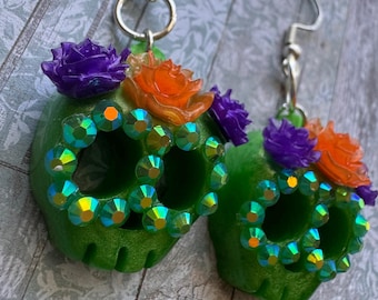 Colorful Sugar Skull Earrings