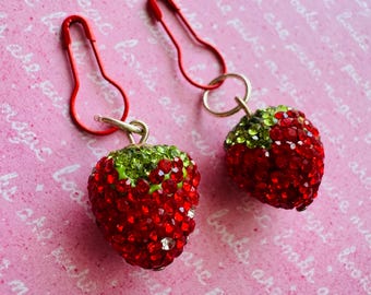 Sparkly Strawberry Stitch Markers