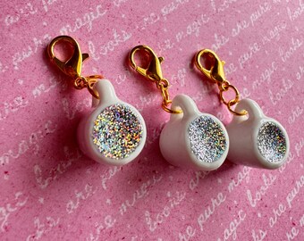 holographic coffee stitch markers