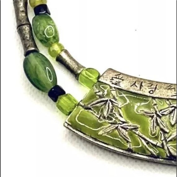 Chicos Asian Enamel Bamboo Design Necklace - image 4