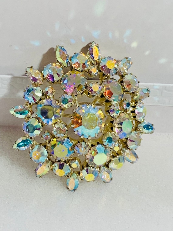 Vintage 50’s AB Rhinestone Brooch