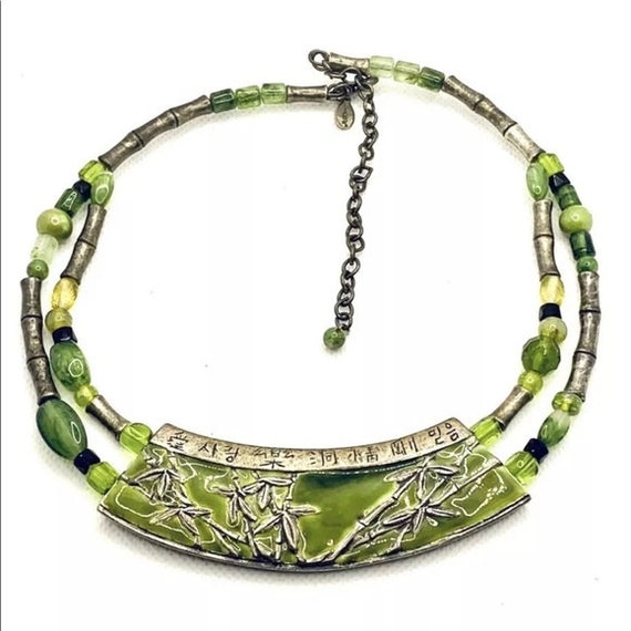 Chicos Asian Enamel Bamboo Design Necklace - image 6