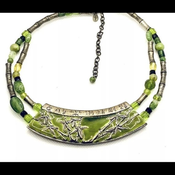 Chicos Asian Enamel Bamboo Design Necklace - image 5