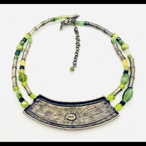 Chicos Asian Enamel Bamboo Design Necklace - image 2