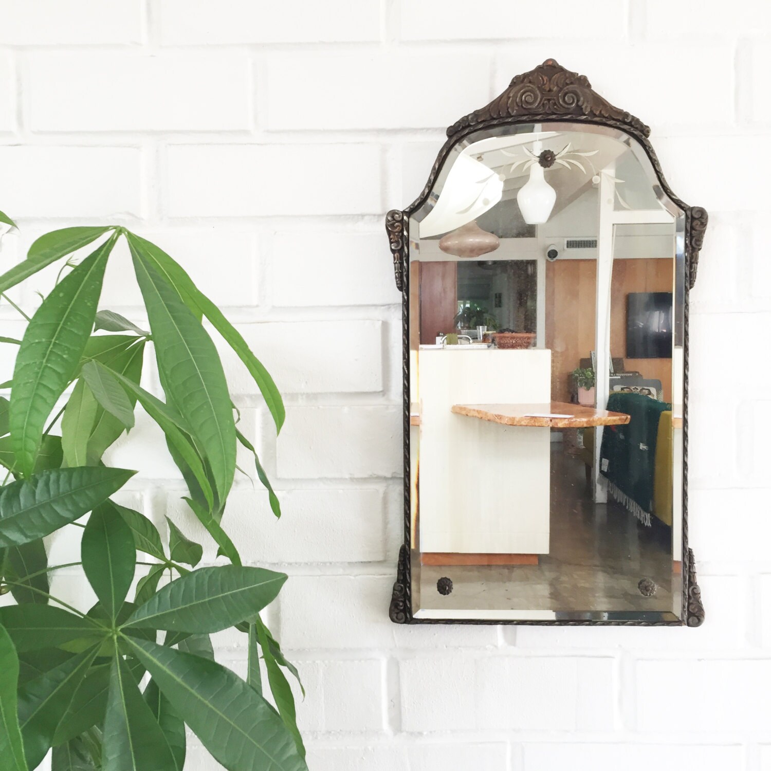 Vintage Art Deco Etched Mirror / Antique French Mirror w/ Etsy