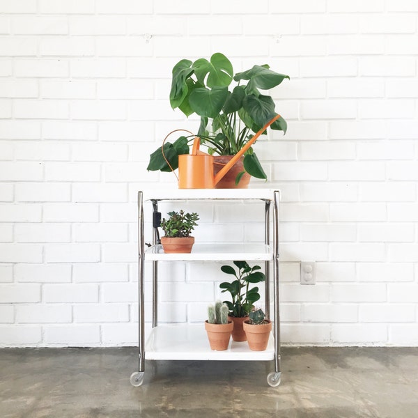 Vintage Metal Rolling Cart With Plug - Cosco Three Tier Bar Cart