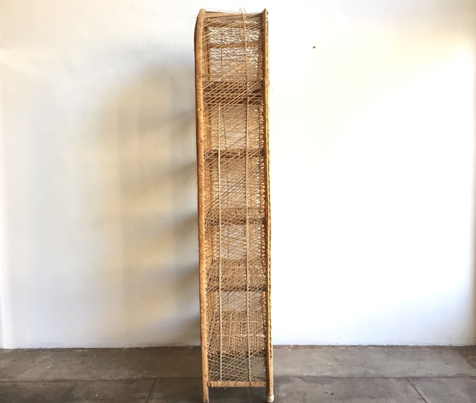 Vintage Wicker Shelf / Tall Wicker Shelf / Rattan Book Shelf Etsy