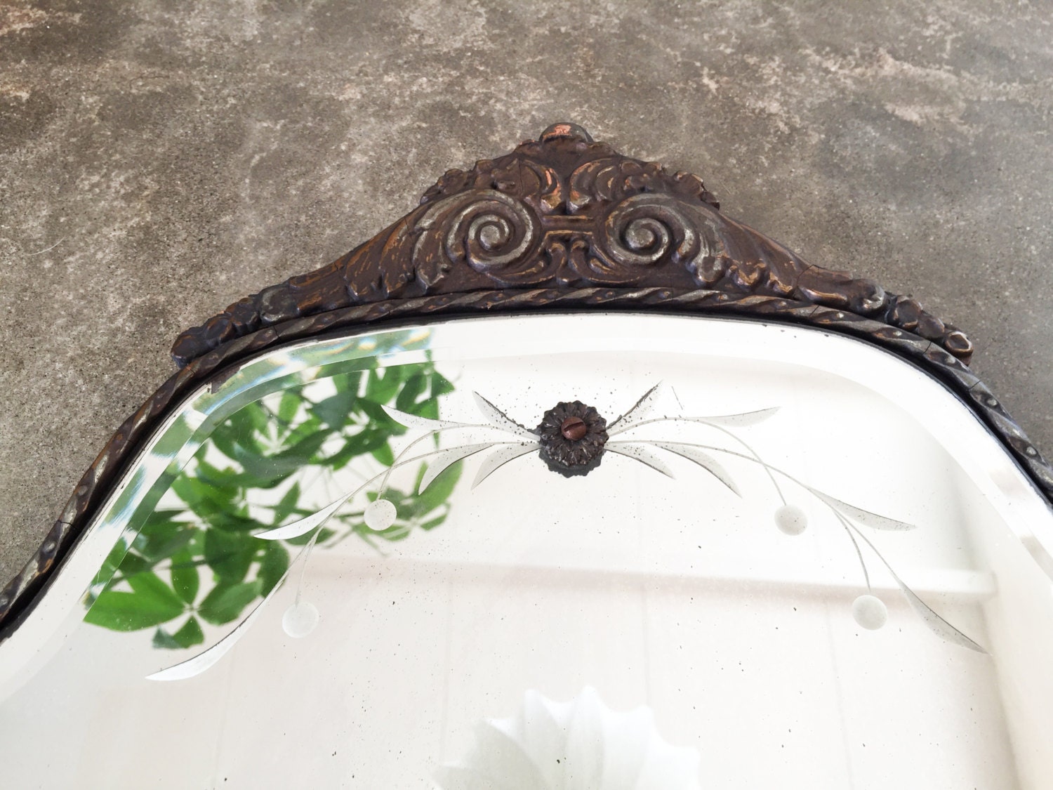 Vintage Art Deco Etched Mirror / Antique French Mirror w/ Etsy