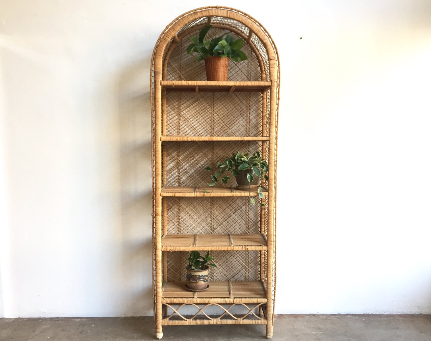 Vintage Wicker Shelf / Tall Wicker Shelf / Rattan Book Shelf Etsy