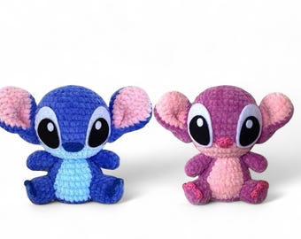 Blue & Pink Alien-Inspired Crochet Doll 20 cm (8 in) Soft Amigurumi – Set Option