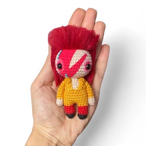 Glam Rock Inspired Crochet Doll – 10 cm (4 in) – Original Design – Keychain Option