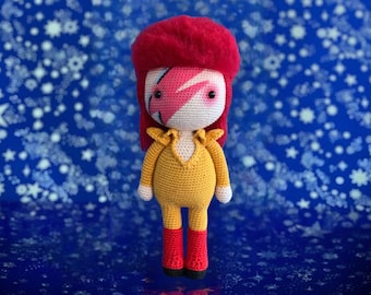 David Bowie, Ziggy stardust, Unique gift, Amigurumi, Handmade art doll