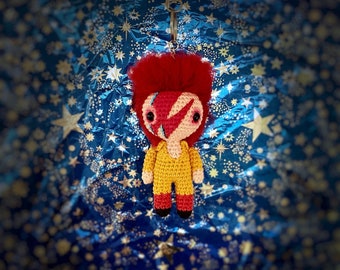 10cm doll inspired by David Bowie, Ziggy Stardust, Amigurumi
