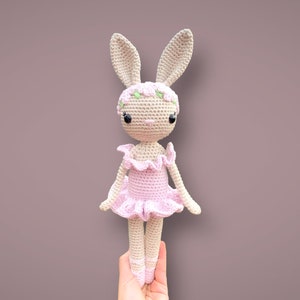 Ballerina doll, Bunny plushie, Bunny crochet, Crochet amigurumi, Amigurumi doll, customizable gift