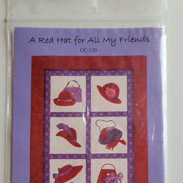 A Red Hat for All My Friends Applique Quilt Pattern 2001 Uncut Custom Creations