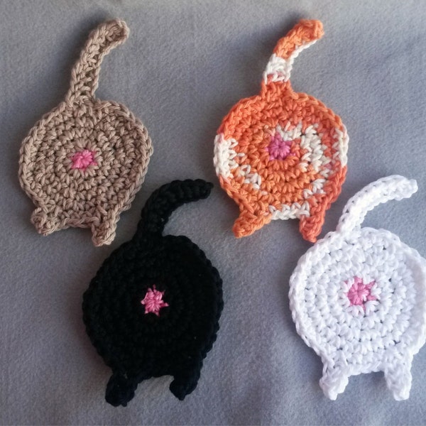 Cat Butt Coasters, Coasters, Cat Butt, Cat, Dog Butt, Crochet Coasters, Crazy Cat Lady, Cat Gift, Mug Rug, Gag Gift, Joke Gift