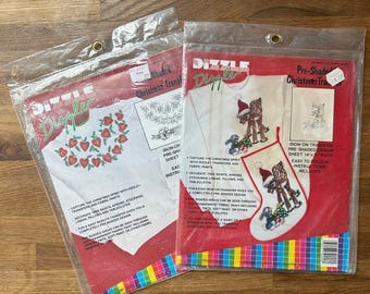 Set aus 2 Drizzle Pre-shaded Weihnachten Bügelbilder Vintage 50090 53026