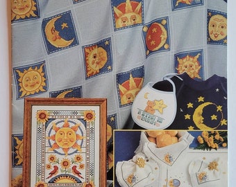 Sol, Luna y Estrellas Cross Stitch #3612 por Linda Gillum Folleto ASN 1993