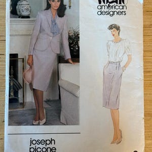 Vogue American Designer #2696 Joseph Picone Jacket Skirt Size 12 UNCUT Vintage