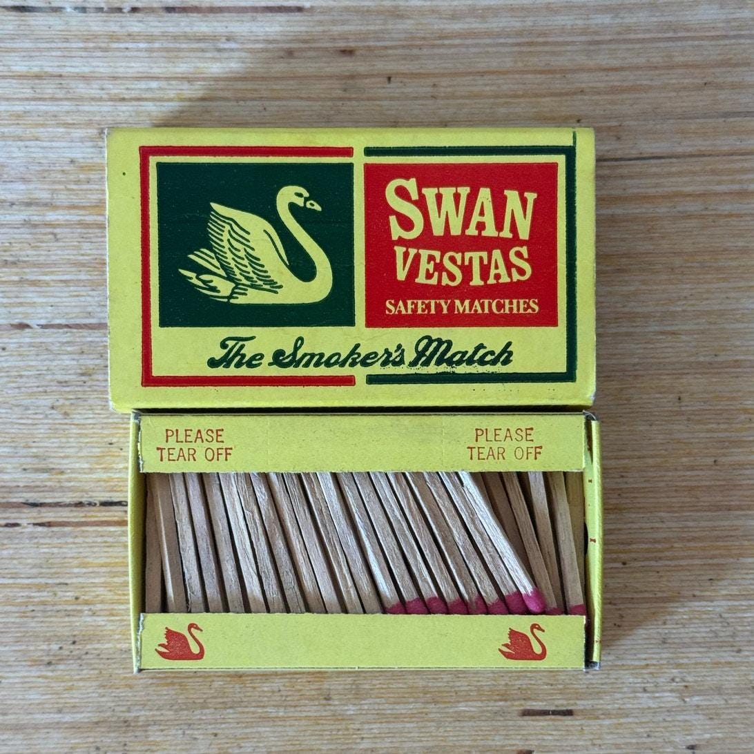 英国 SWAN VESTAS Bryant & May 琺瑯 看板 マッチ Vintage Swan Vestas Safety Matches Unstruck Matchbox England