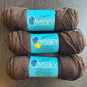 Lot of 3 Dawn Odyssey Yarn in #425 Wood Brown Acrylic Worsted