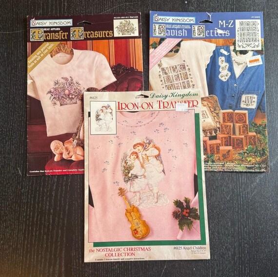Lot of 3 Daisy Kingdom Iron on Transfers Vintage Angels Floral Craft