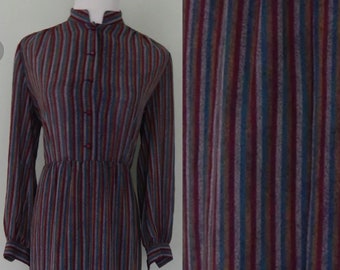 Vintage 1980's pin stripe formal button down dress size 12 to 14