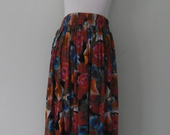 Vintage/1980's/A.K.F New York/Floral Skirt/Size 10