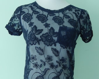 Vintage/1990's/Abercrombie and Fitch/Sheer lace body shirt Size xs