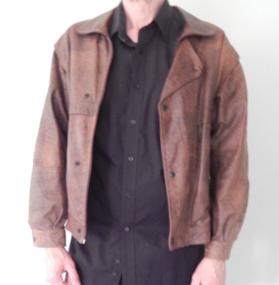 Men's/Vintage/1980's/Brown leather Jacket/Large