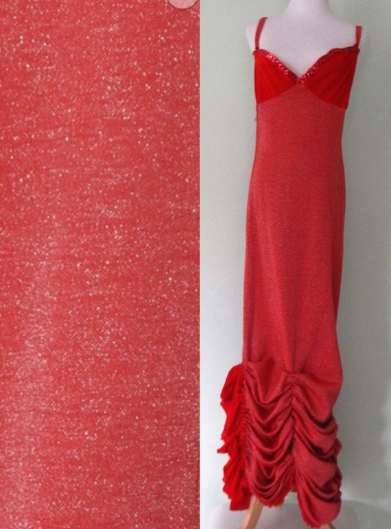 1970's Red sparkly formal gown size 12 - image 1