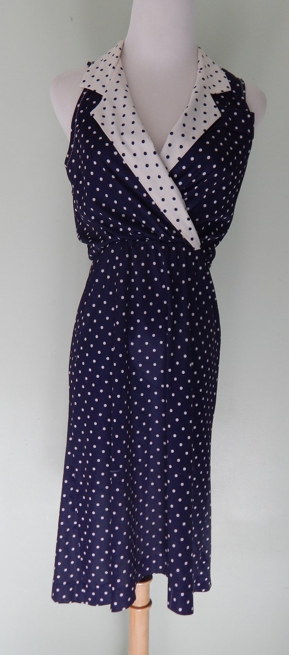 Vintage/1980's/ polkadot/ collared dress /size 10 - image 2